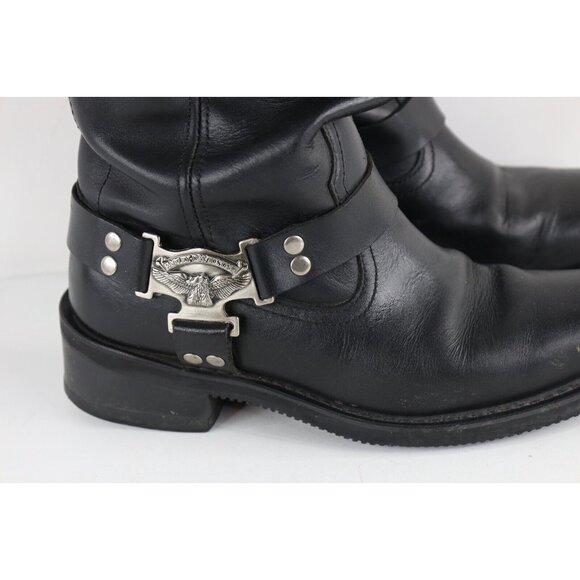 Vintage 90s Harley Davidson Mens 9 Leather Eagle Pull On Engineer Boots Black main image 8